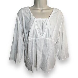 CHRISTOPHER and Banks 3/4 Sleeve White Blouse Size Small